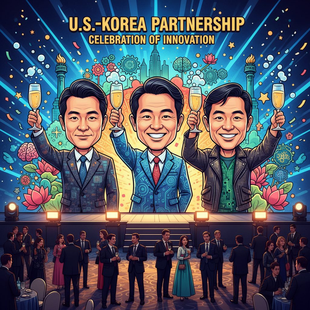 이재용, 최태원, 젠슨 황: 한미 협력 강화를 기념한 밴플리트상 수상식