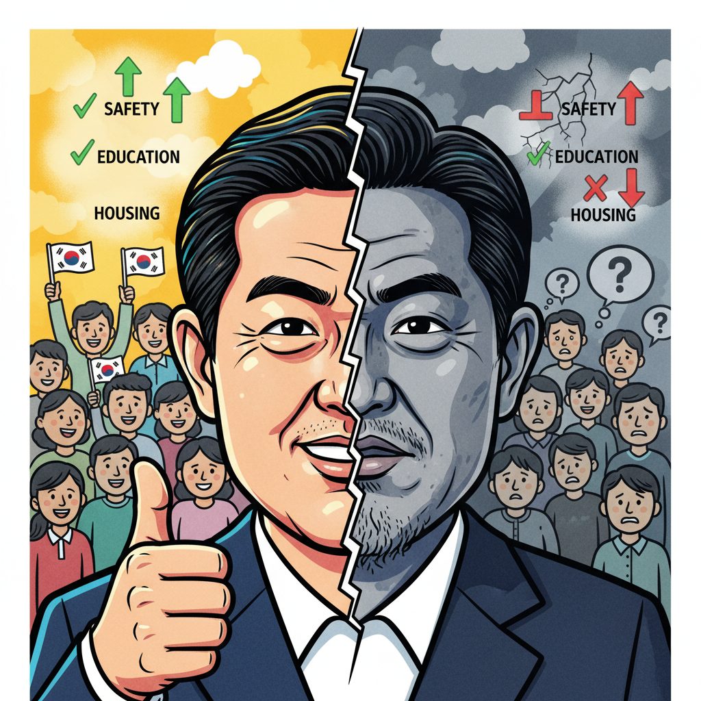 이재명 대통령의 지지율 안정적으로 유지, 부정평가 증가로 과제가 된다