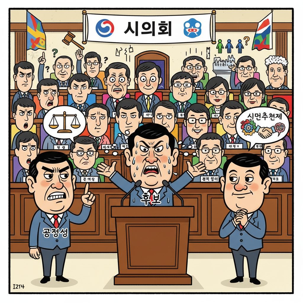 광주 통합특별시의회에서 열린 윤난실 시민주권부시장 인사청문회, 부시장 시민추천제 공정성 문제 논점으로